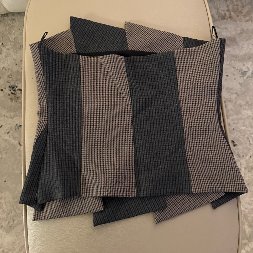 Zara Asymmetrical Checkered Strapless Top